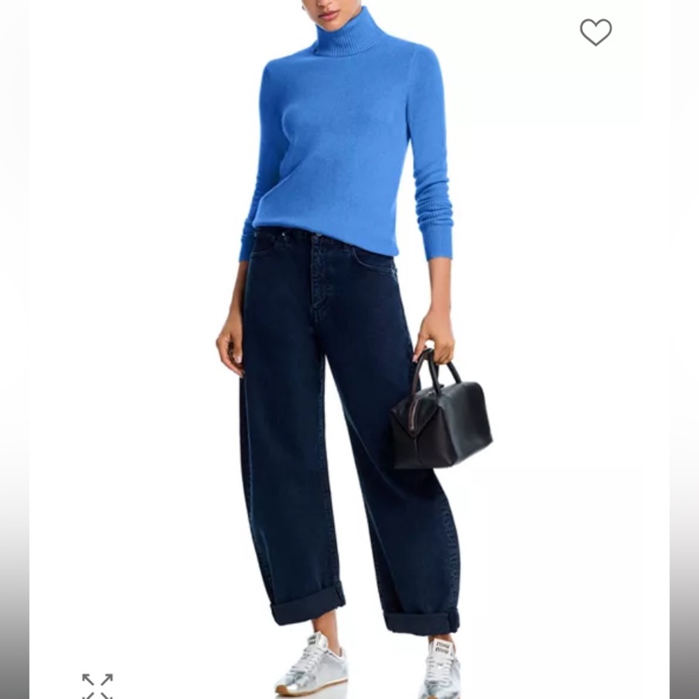 AQUA 100%Cashmere Women’s Turtleneck Long Sleeve Sweater Size Medium Blue